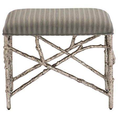 Rustic Upholstered Bench with Faux Bois Construction
